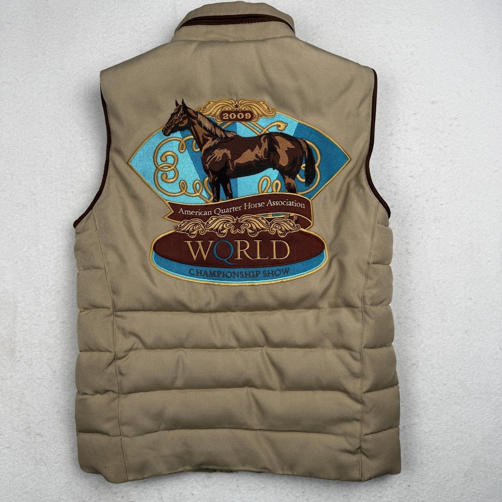Cripple Creek Vest Men's 3XS Beige Quilted American Quarter Horse World 2009